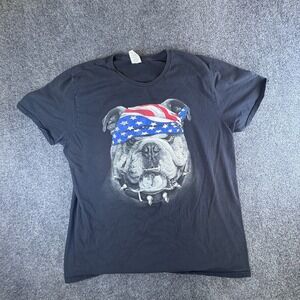 Spirit Of‎ America T-Shirt Mens XL Black Bulldog Patriotic Graphic Cotton Casual